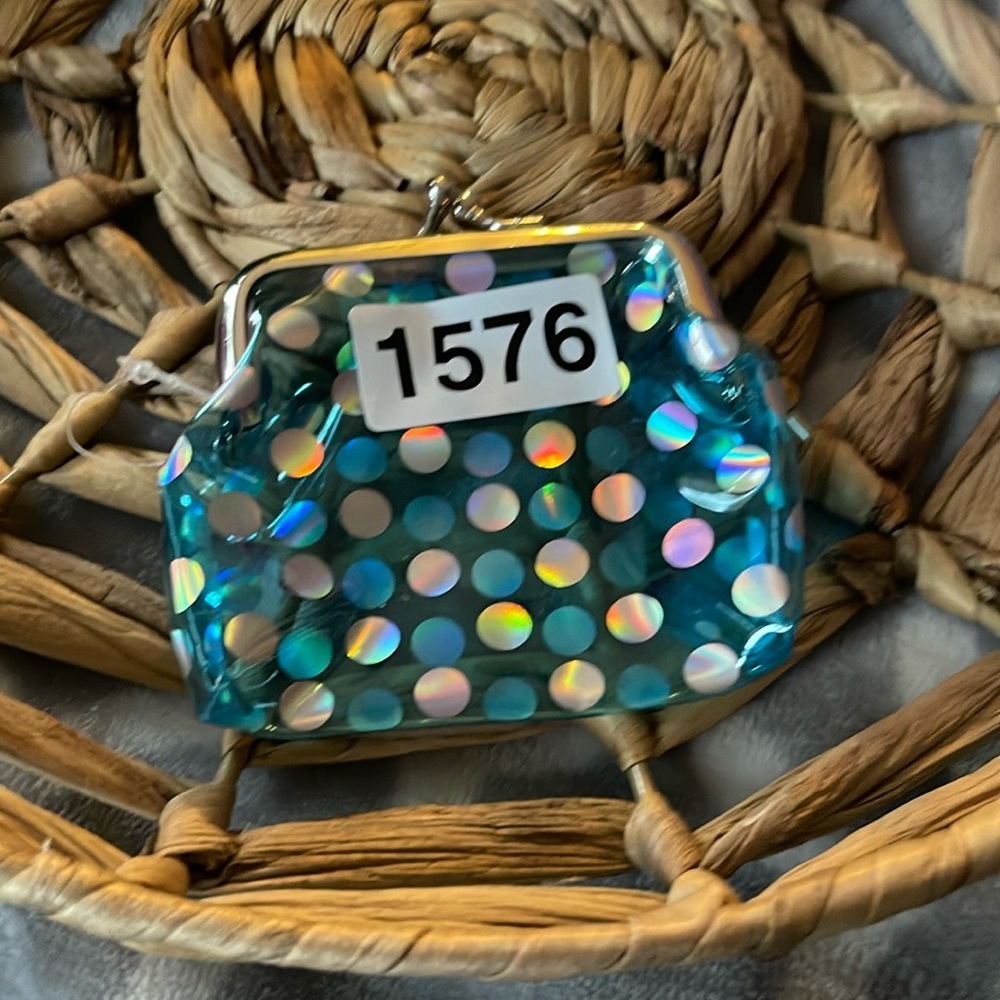 🪩 New mini change purse, blue polka dot